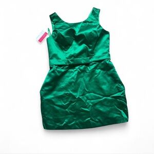 Elegant Green Satin Dress